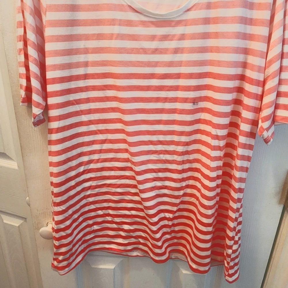 Lane Bryant Pink and White striped cotton shirt